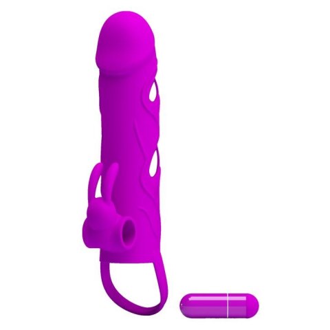 PRETTY LOVE - PENIS SLEEVE WITH BALL STRAP vibration PURPLE - Nakładka na penisa