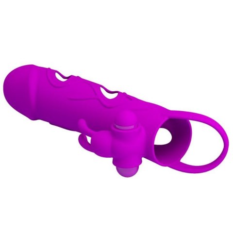 PRETTY LOVE - PENIS SLEEVE WITH BALL STRAP vibration PURPLE - Nakładka na penisa