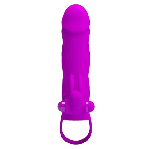 PRETTY LOVE - PENIS SLEEVE WITH BALL STRAP vibration PURPLE - Nakładka na penisa