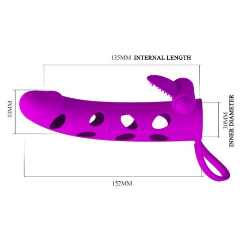 PRETTY LOVE - Vibrating Penis Sleeve with Ball Strap - Nakładka na penisa