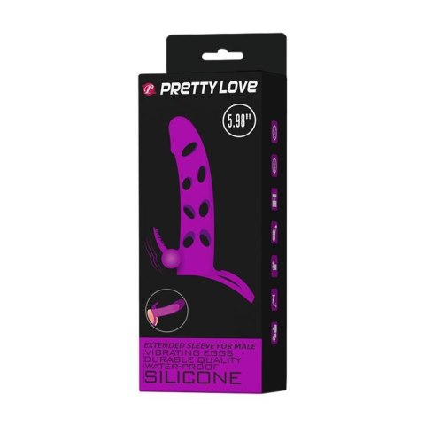 PRETTY LOVE - Vibrating Penis Sleeve with Ball Strap - Nakładka na penisa