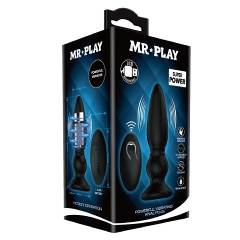 MR PLAY - POWERFULL VIBRATING - WIbrujący korek analny na pilota