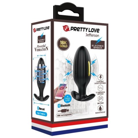 PRETTY LOVE - JEFFERSON 12 FUNCTIONS USB BLACK - Wibrujący korek analny