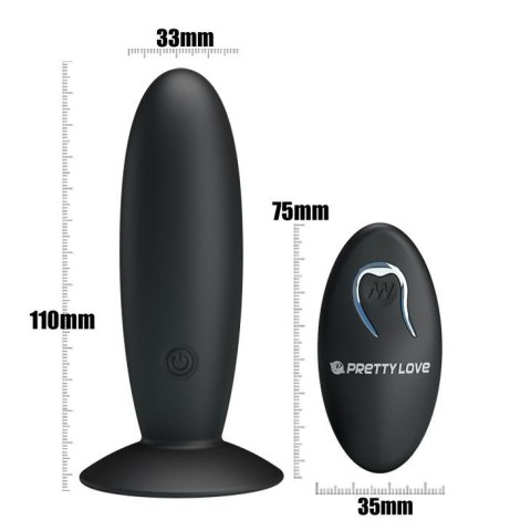 PRETTY LOVE - REMOTE CONTROL VIBRATING PLUG 12 function - Wibrujący korek analny