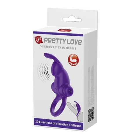 PRETTY LOVE - VIBRANT PENIS RING I Purple - Wibrujący pierścień na penisa