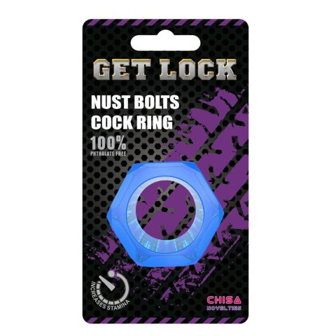 Nust Bolts Cock Ring-Blue - pierścień erekcyjny