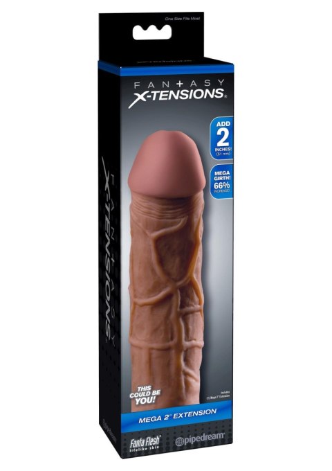 FX Mega 2 Inch Extension Brown skin tone - Nakładka na penisa