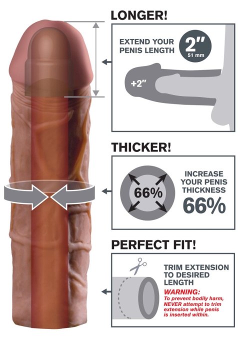 FX Mega 2 Inch Extension Brown skin tone - Nakładka na penisa