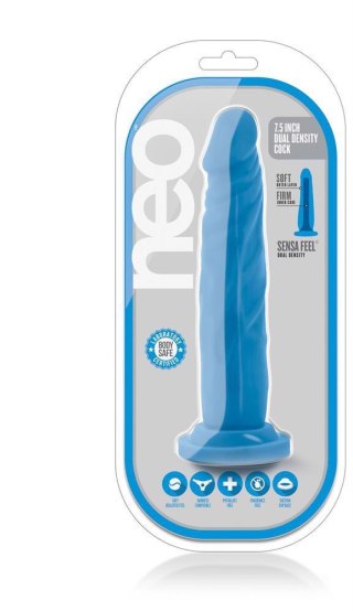 NEO 7.5INCH DUAL DENSITY COCK NEON BLUE - dildo na przyssawce