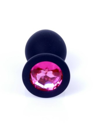 Black Silicon PLUG Medium- Pink Diamond - Korek analny, zatyczka analna