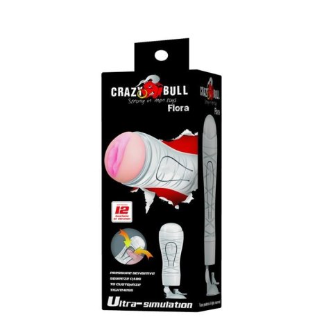 CRAZY BULL - FLORA Vibrating 12 functions - Masturbator wibracyjny z przyssawką