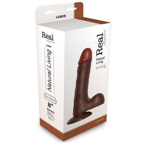 REALISTIC DILDO REAL RAPTURE BROWN 8" - Realistyczne dildo na przyssawce