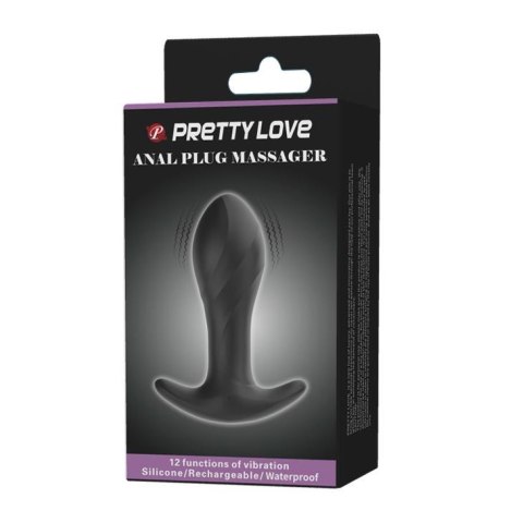 PRETTY LOVE - Anal Plug Massager 12 Functions USB - Wibrator analny