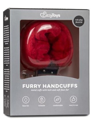 Furry Handcuffs - Red - Kajdanki na ręce