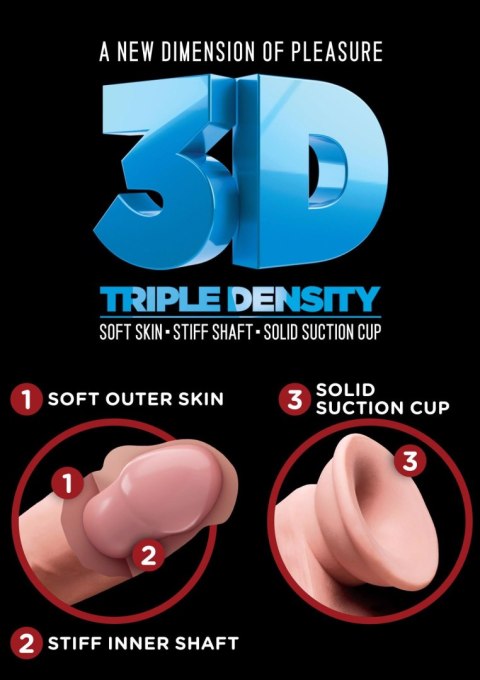 3D Triple Density Cock 8 inch Light skin tone - Realistyczne dildo na przyssawce