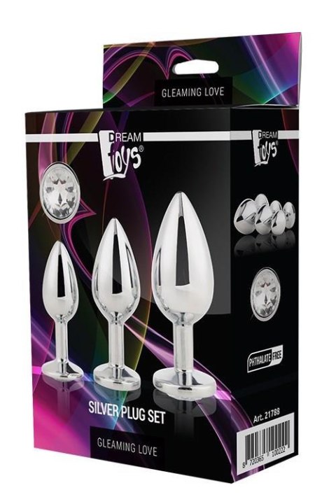 GLEAMING LOVE SILVER PLUG SET - Metalowy korek analny