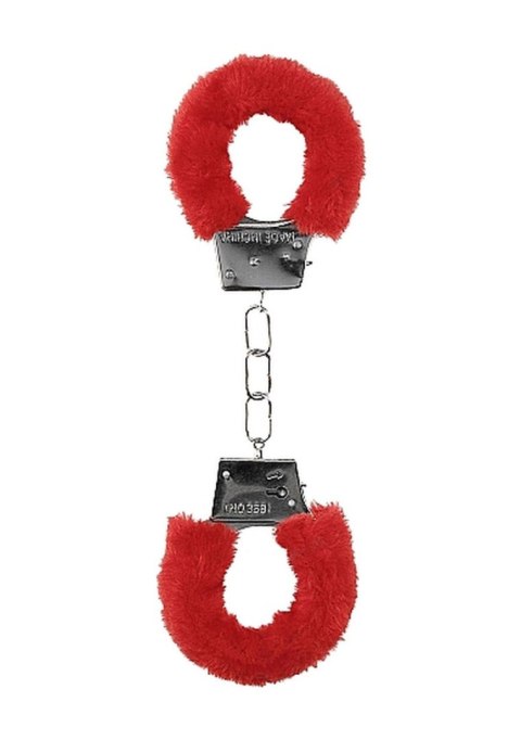 Beginner""s Handcuffs Furry - Red - Kajdanki z futerkiem