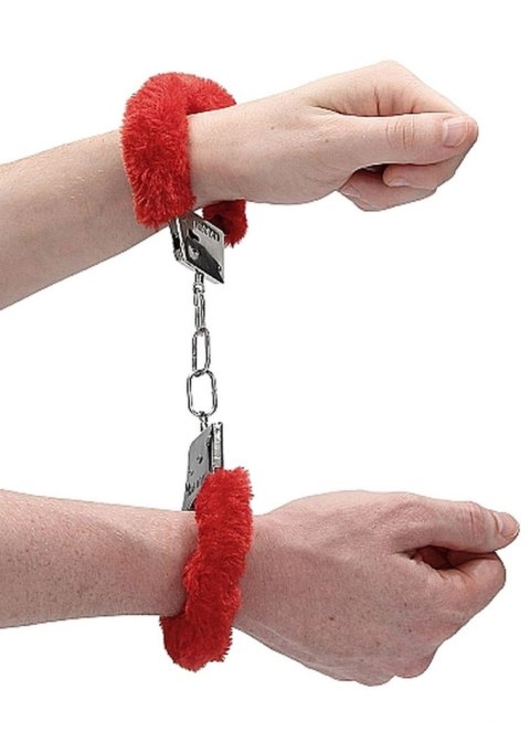 Beginner""s Handcuffs Furry - Red - Kajdanki z futerkiem