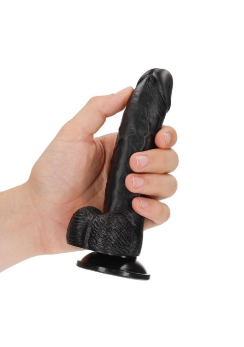 Curved Realistic Dildo Balls Suction Cup - 6""""/ 15,5 cm - Czarne dildo z przyssawką