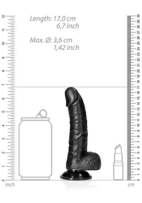 Curved Realistic Dildo Balls Suction Cup - 6""""/ 15,5 cm - Czarne dildo z przyssawką