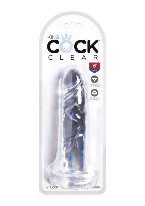 King Cock 6 Inch Cock Transparent - Dildo z przyssawką