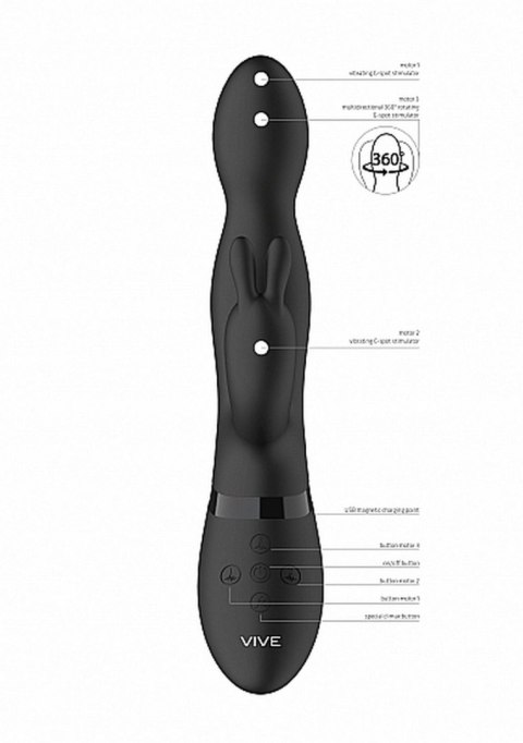 VIVE Niva - 360degrees Rabbit - Black - Wibrator króliczek