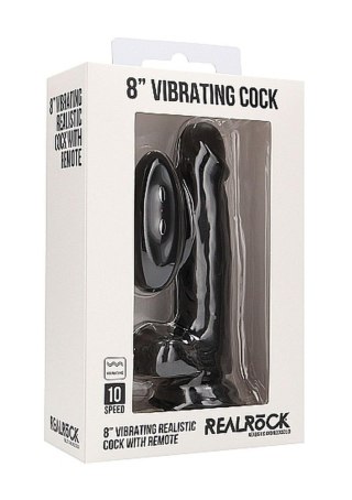 Vibrating Realistic Cock - 8"" - With Scrotum - Black