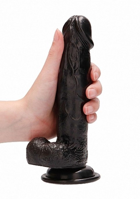 Vibrating Realistic Cock - 8"" - With Scrotum - Black