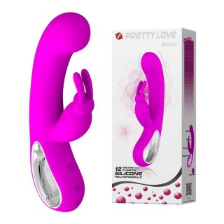 PRETTY LOVE - WEBB, PINK, USB, 12 function - Wibrator króliczek