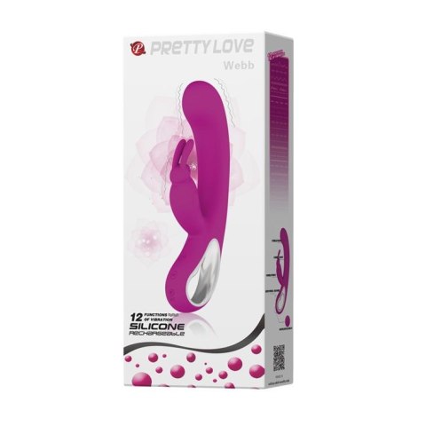 PRETTY LOVE - WEBB, PINK, USB, 12 function - Wibrator króliczek