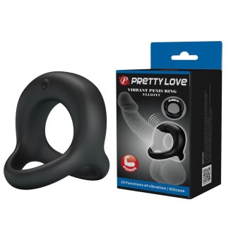 PRETTY LOVE - VIBRANT PENIS RING ELLIOTT Black - Wibrujący pierścień na penisa