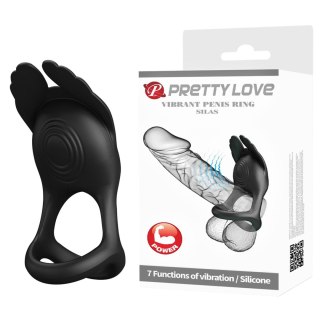 PRETTY LOVE - VIBRANT PENIS RING SILAS Black - Wibrujący pierścień na penisa