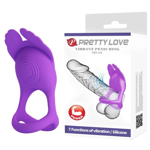 PRETTY LOVE - VIBRANT PENIS RING SILAS Black - Wibrujący pierścień na penisa