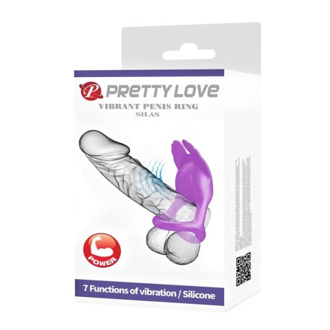 PRETTY LOVE - VIBRANT PENIS RING SILAS Black - Wibrujący pierścień na penisa