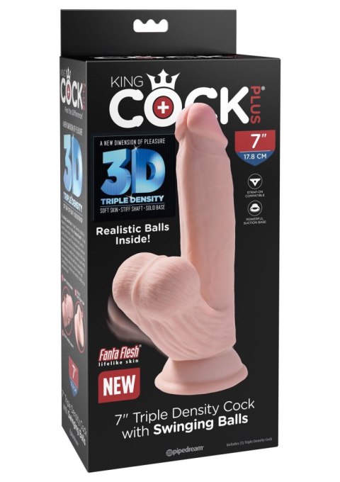 3D Cock Swinging Balls 7 inch Light skin tone - Realistyczne dildo na przyssawce