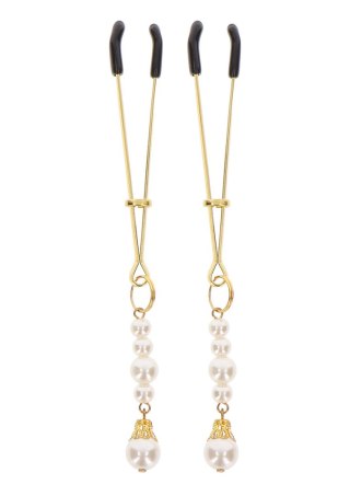 Tweezers With Pearls Gold - Zaciski do sutków