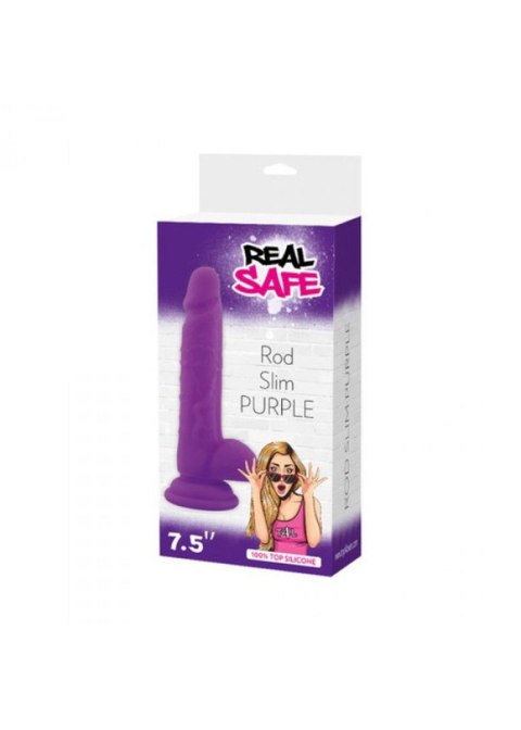 FALLO REALISTICO REAL SAFE ROD SLIM PURPLE - Dildo na przyssawce