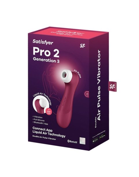 Satisfyer Pro 2 Generation 3with Liquid Air Technology, Vibration and Bluetooth/App wine red