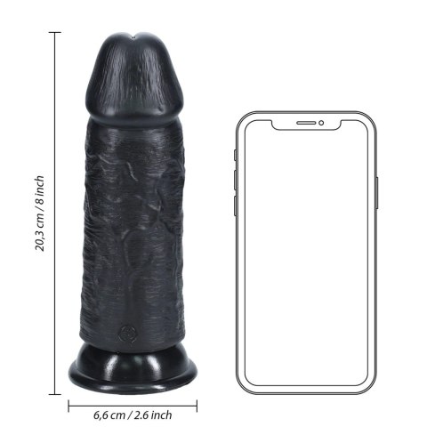 Extra Thick No Balls 8"" - Czarne dildo z przyssawką