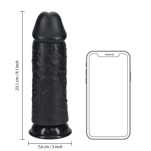 Extra Thick No Balls 9"" - Czarne dildo z przyssawką