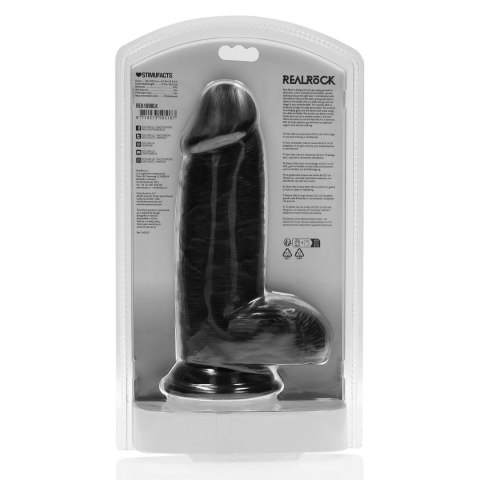 Extra Thick with Balls 8"" - Czarne dildo z przyssawką