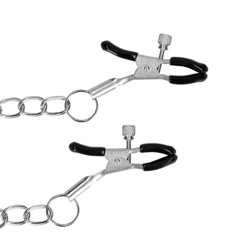 O-Ring Gag with Nipple Clamps - Knebel z kulką i zaciskami na sutki