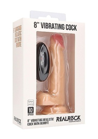 Vibrating Realistic Cock - 8"" - With Scrotum - Skin