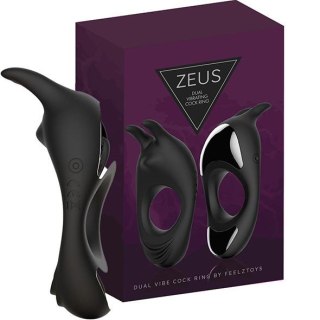 FeelzToys - Zeus Dual Vibe Cock Ring Black - Wibrujący pierścień na penisa