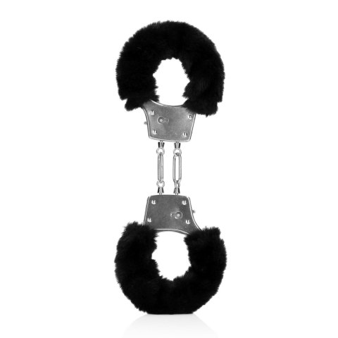 Furry Metal Hand Cuffs - Black - Kajdanki z futerkiem