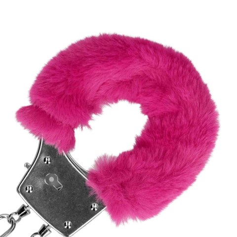 Furry Metal Hand Cuffs - Pink - Kajdanki z futerkiem