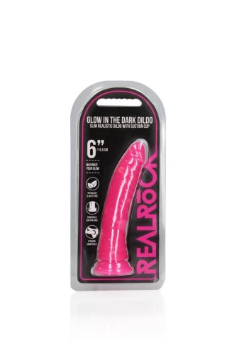 Slim Realistic Dildo with Suction Cup - Glow in the Dark - 6'' / 15,5 cm - dildo analne