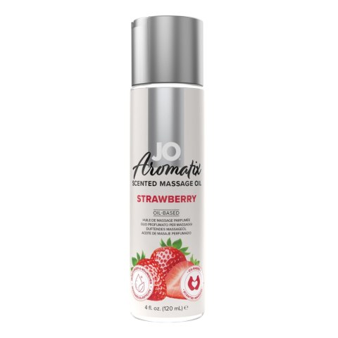 System JO - Aromatix Scented Massage Oil Strawberry 120 ml - Olejek do masażu