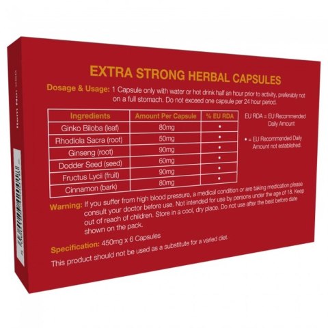 MOCNY SUPLEMENT NA EREKCJĘ -Extra Strong 6 Capsules