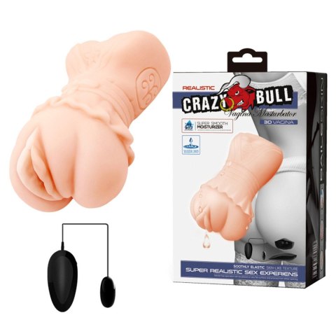 CRAZY BULL - Realistic Vagina Masturbator, Vibration Water lubricant, 3 AAA batteries